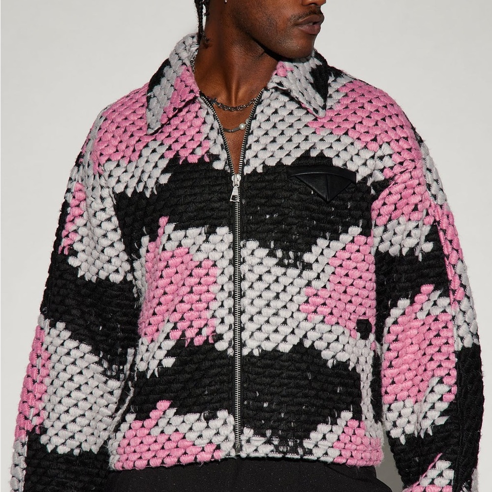 NOVA Men Newbury Jacquard Cropped Jacket - Pink/combo